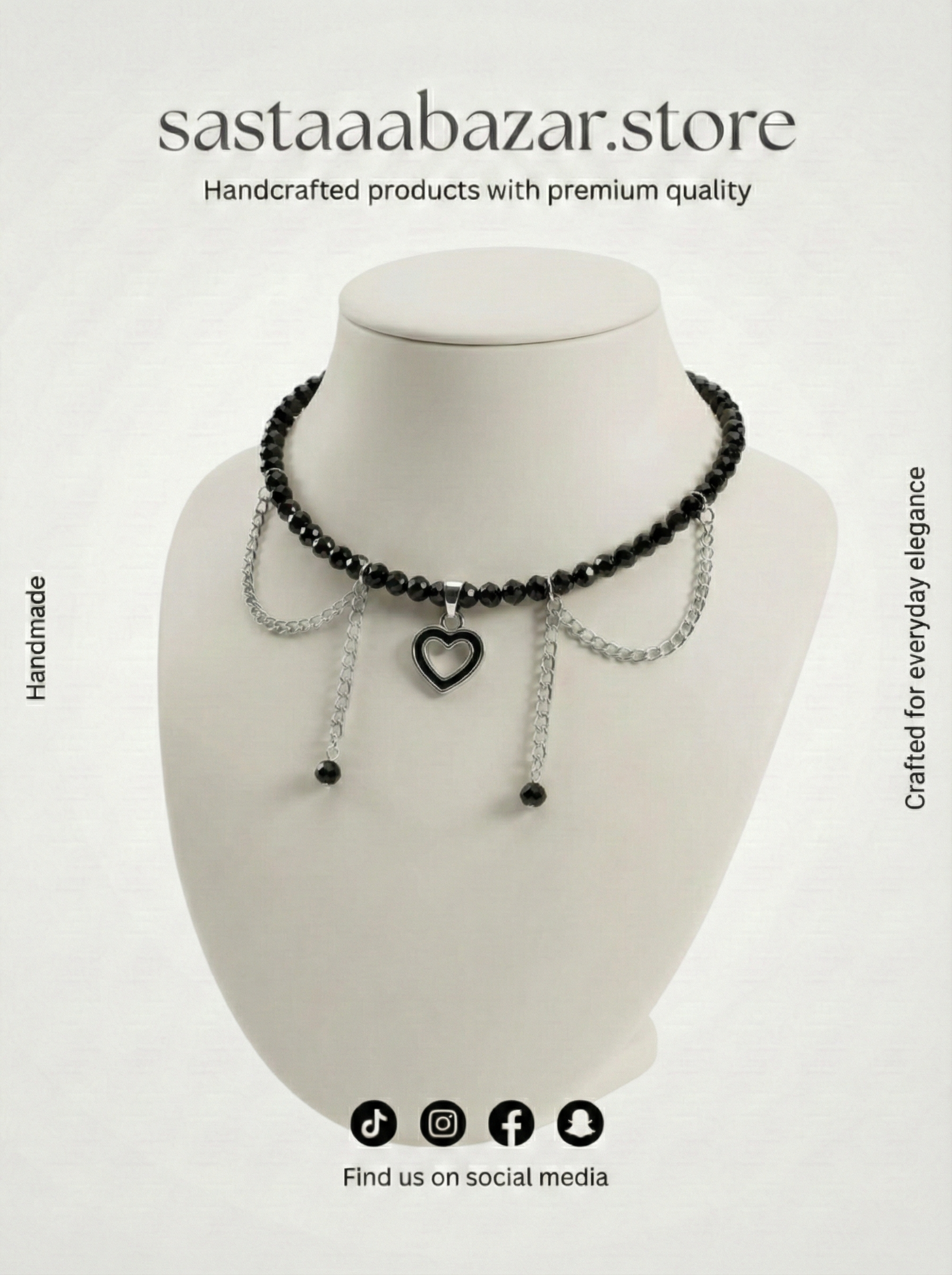 Gothic Heart Chain Choker Necklace